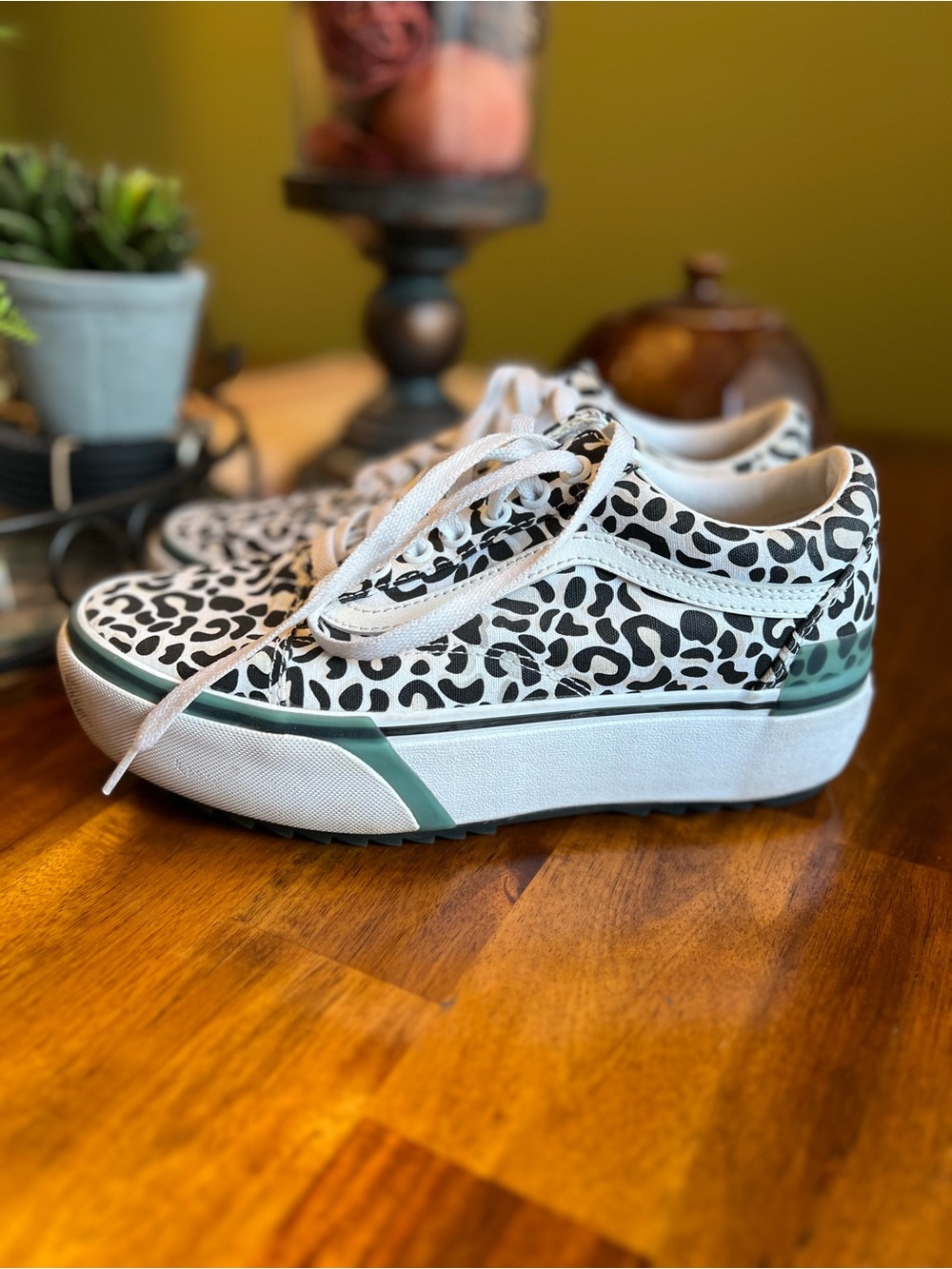 Vans Old Skool Stacked Ink Leopard Platform Sneakers Unisex